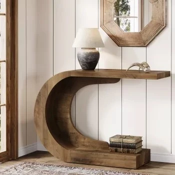 Mid-Century Modern Console Table with C-Shaped Design