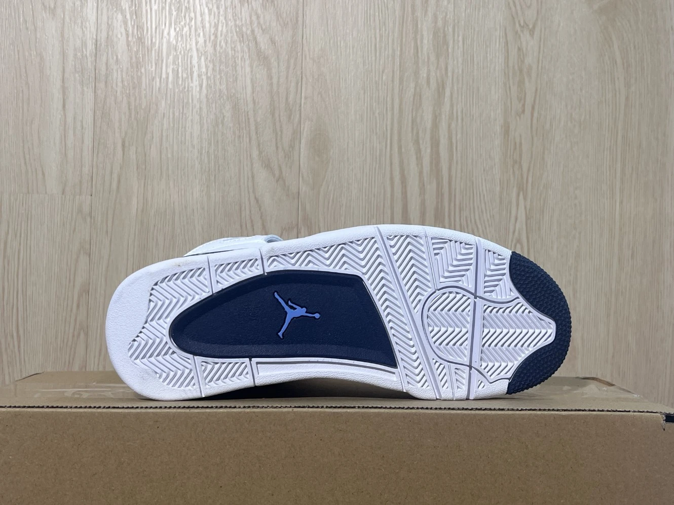 Nike Air Jordan 4 Retro White & Navy Blue Sneakers