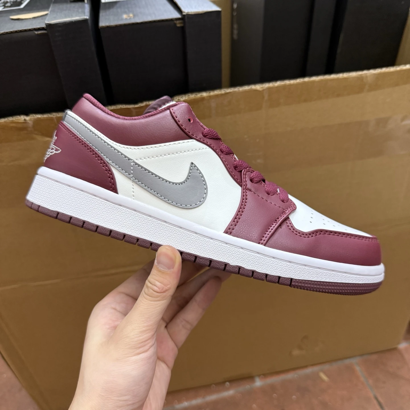 . Air Jordan Low – Burgundy & White Sport Edition