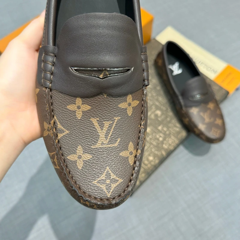 Classic Brown Monogram Canvas & Leather Strap Louis Vuitton Men's Loafers