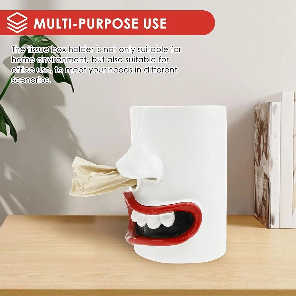 Funny Face Resin Tissue Box Cover
