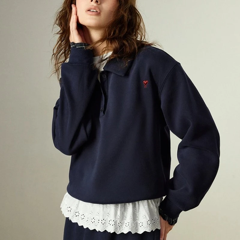Winter Cashmere-like Crew-neck Slim Lace T-shirt for Women