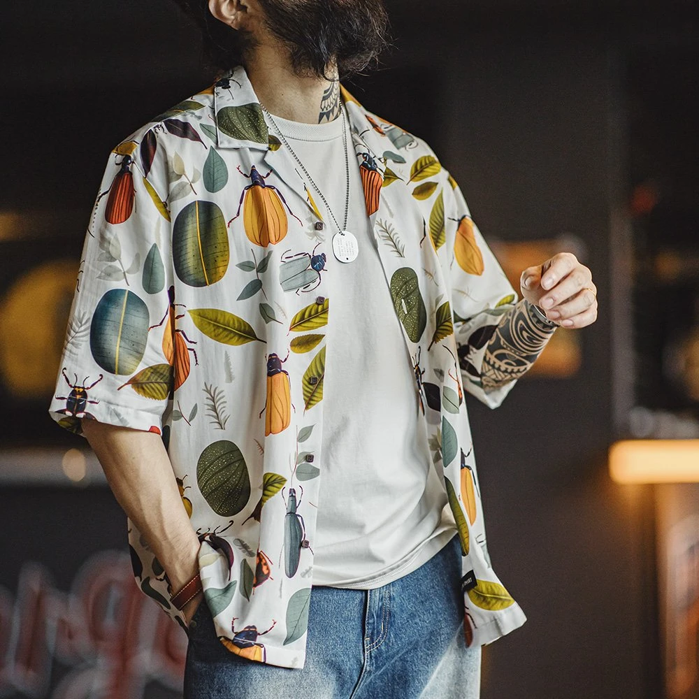 Retro Rainforest Hawaiian Shirt – Men's Summer Cuban Collar Lyocell Shir