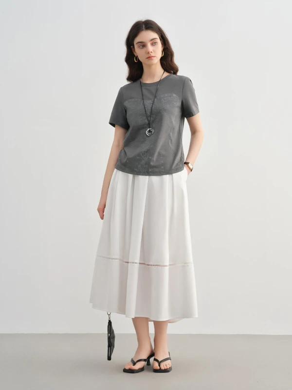 Plus Size Women's Summer Slogan Knit T-Shirt - Slim Fit Casual Tee