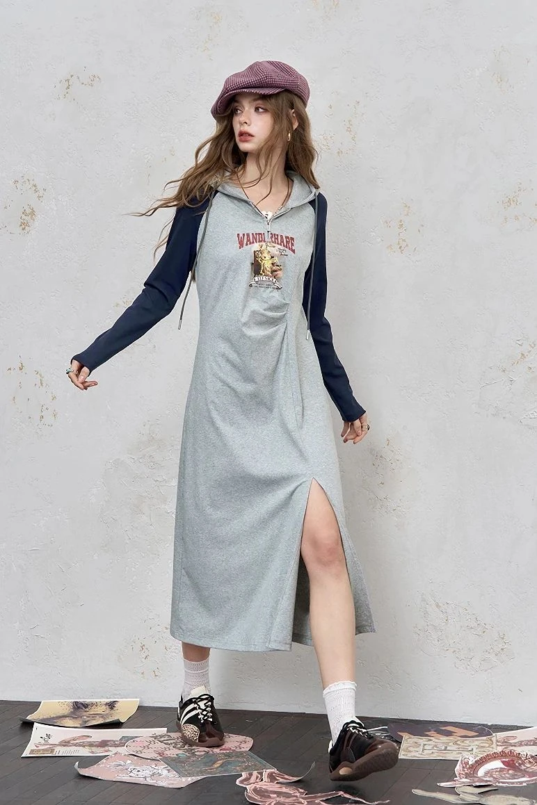 Women’s Collar A-Line Mini Tee Dress with Waist Tie