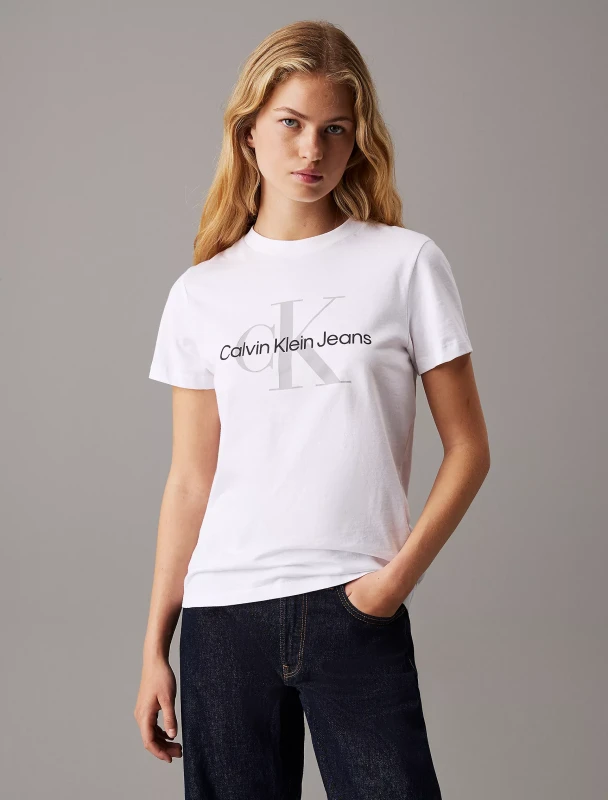 Calvin Klein Jeans Women’s White Print Cotton T-Shirt