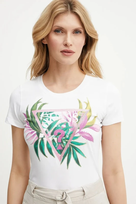 Guess Women's Pink Print T-Shirt