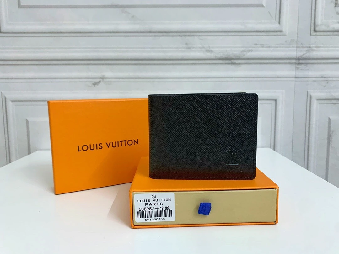 Louis Vuitton Slender Wallet in Black Taiga Leather