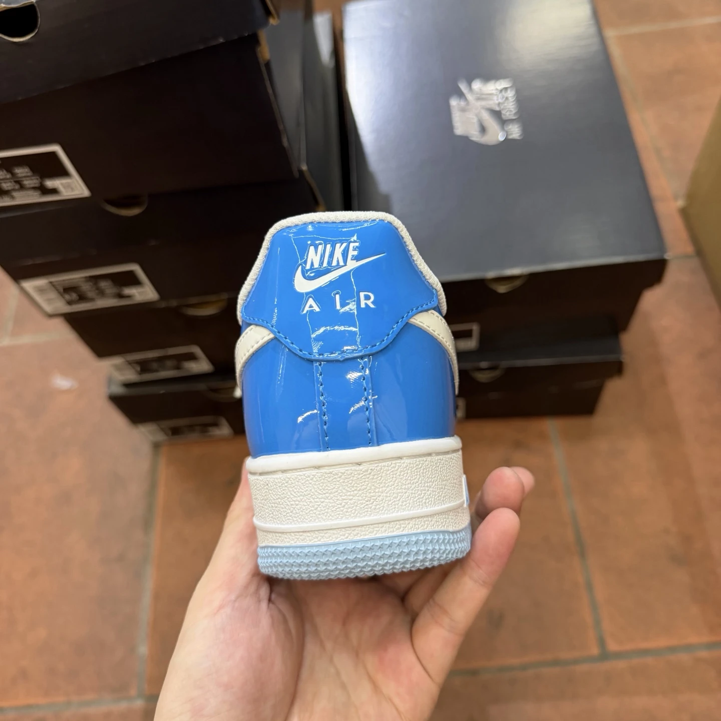 Nike Air Force 1 Low Premium Sneakers – Glossy Blue/Light Blue/White