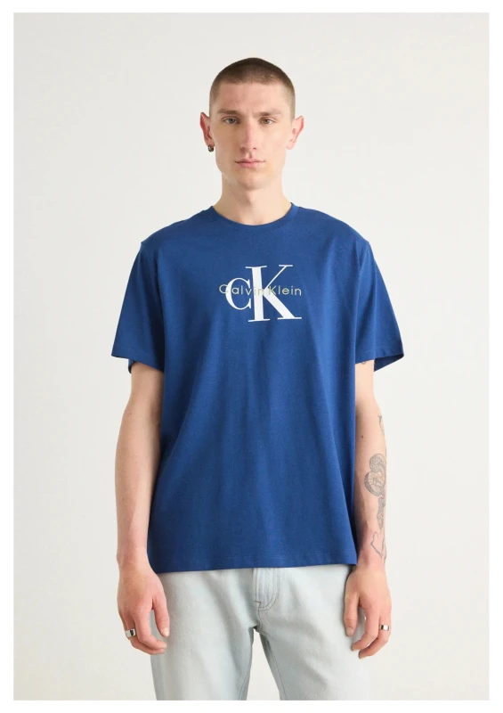Calvin Klein Jeans Men's Blue Printed Cotton T-Shirt