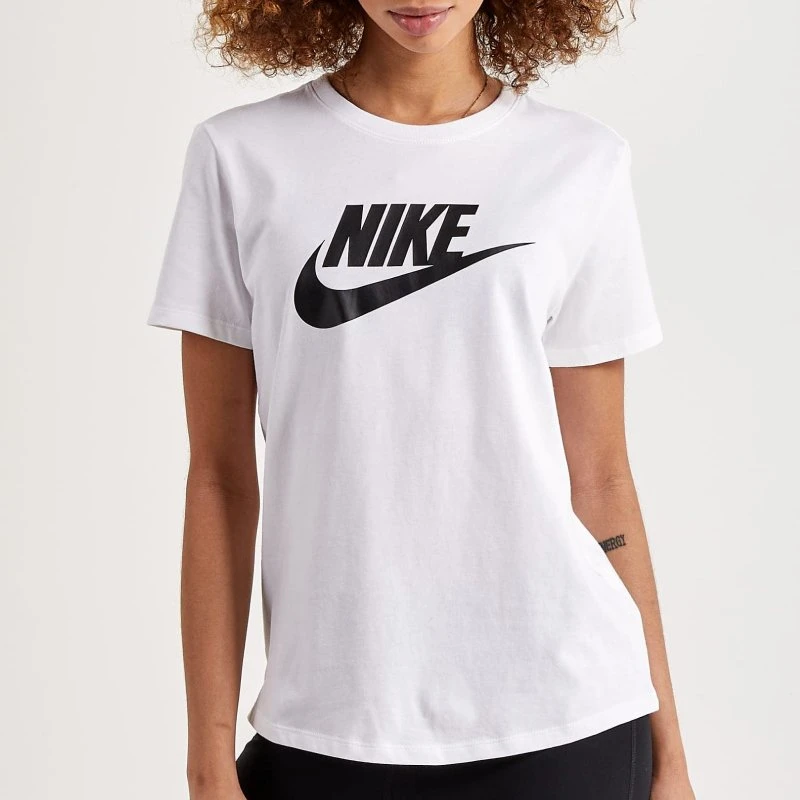 Nike Women's Black Cotton T-Shirt with Printed Design - Round Neck