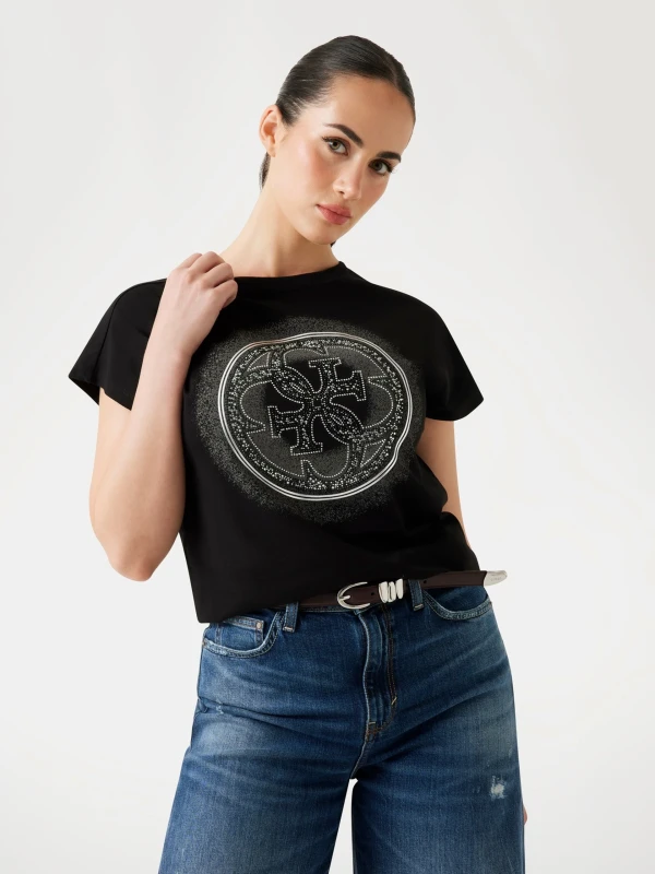 Guess Women's Black Printed T-Shirt – Fall/Winter Collection