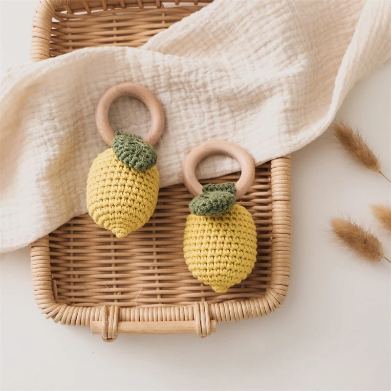 Crochet Lemon Rattle Teether Toy