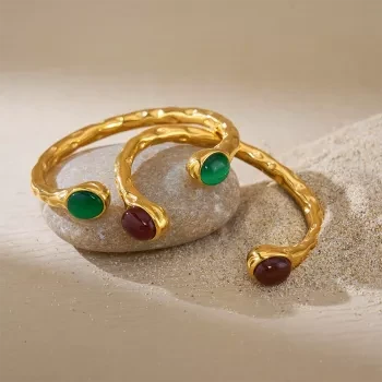 Gemstone Open Cuff Bangle
