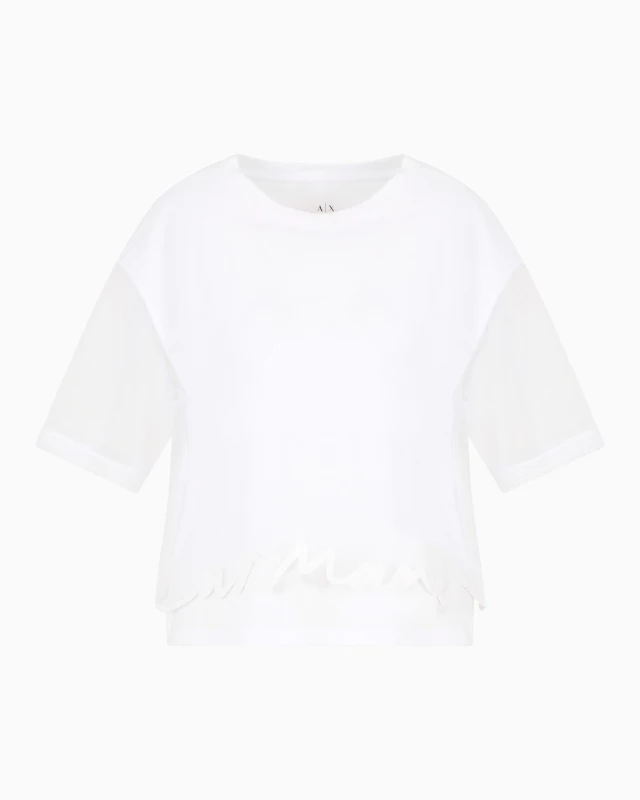 Armani Exchange Women's White Cotton T-Shirt