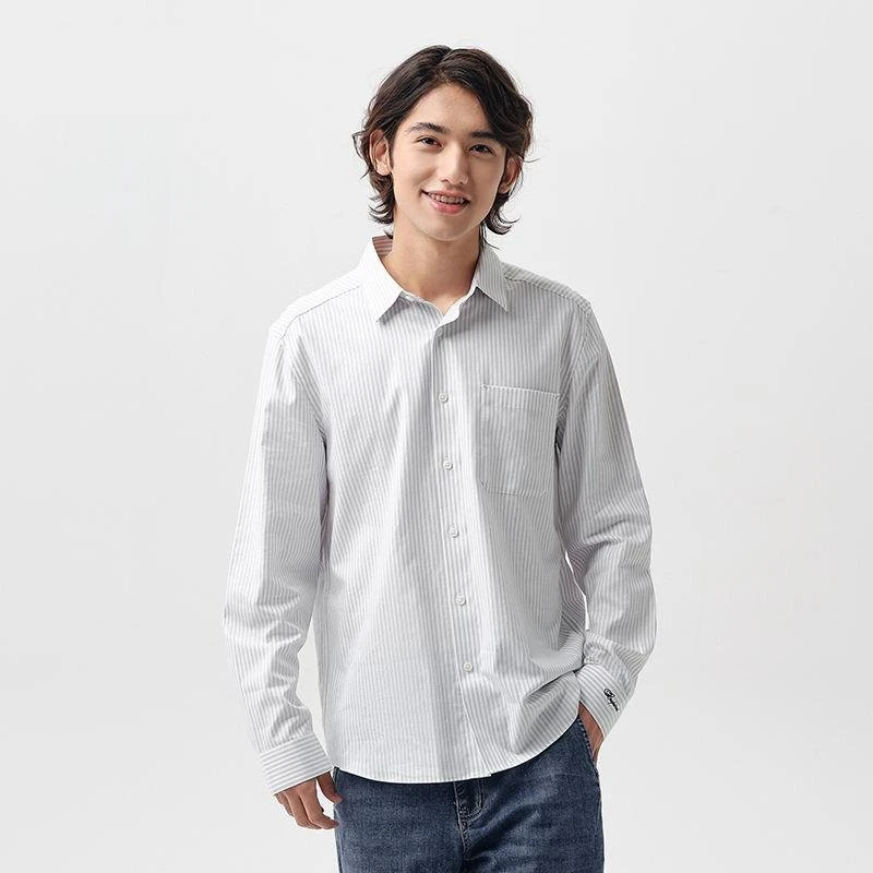 Men's Casual Long Sleeve Striped Shirt