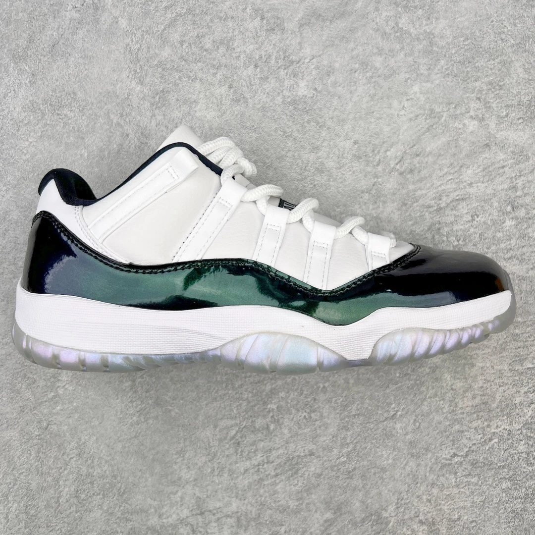 Air Jordan 11 Low "White, Midnight Navy & Mint Green" Premium Sneakers
