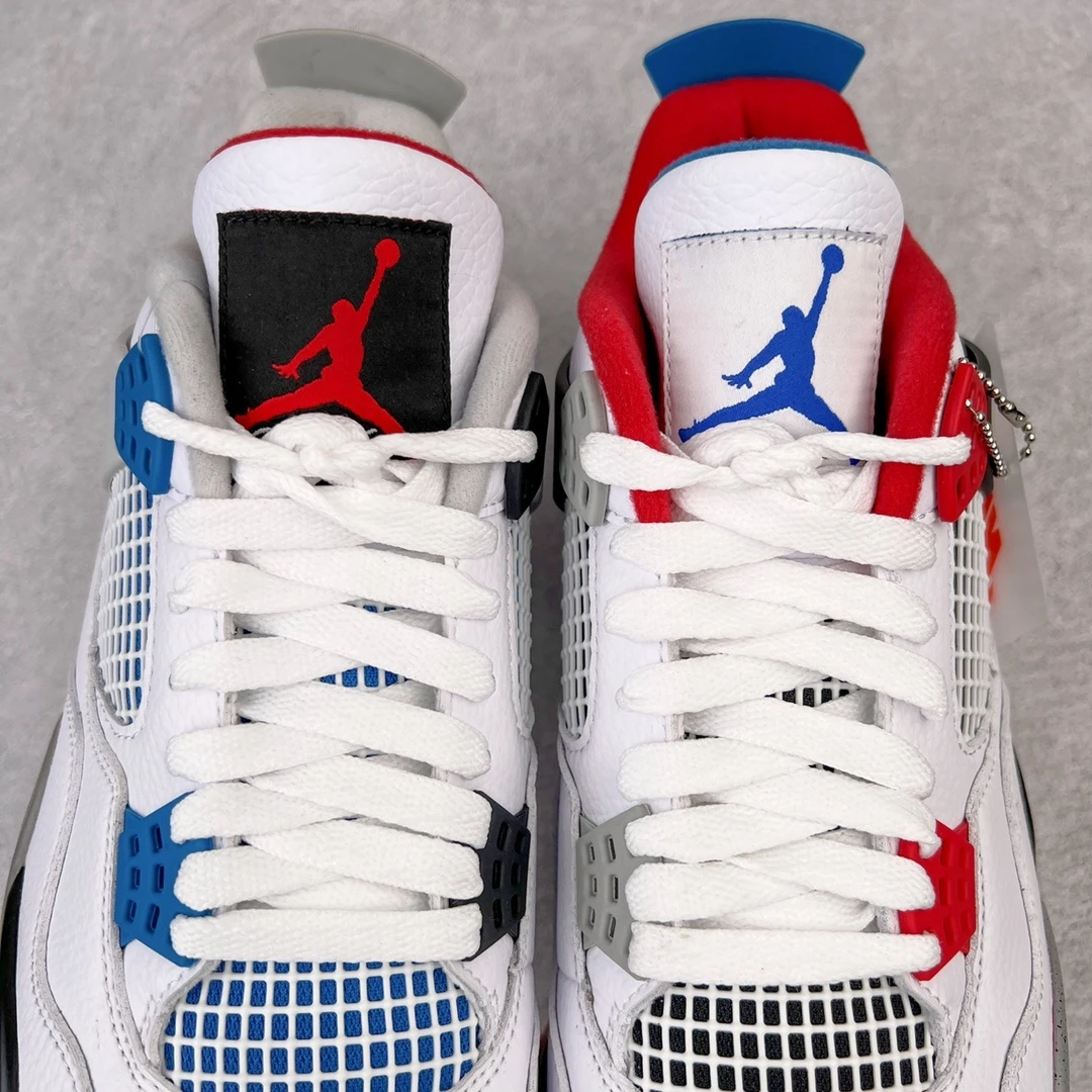 Air Jordan 4 Retro Sneakers – White Blue & Red Edition