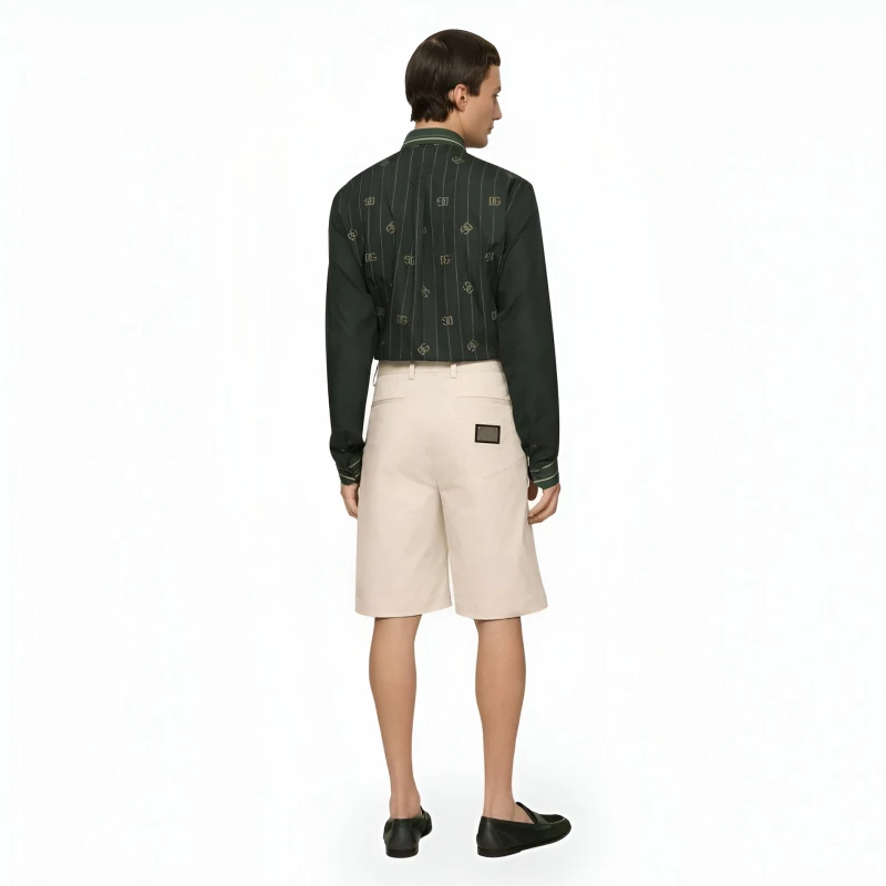 Dolce & Gabbana Martini Green Logo Print Button Down Shirt