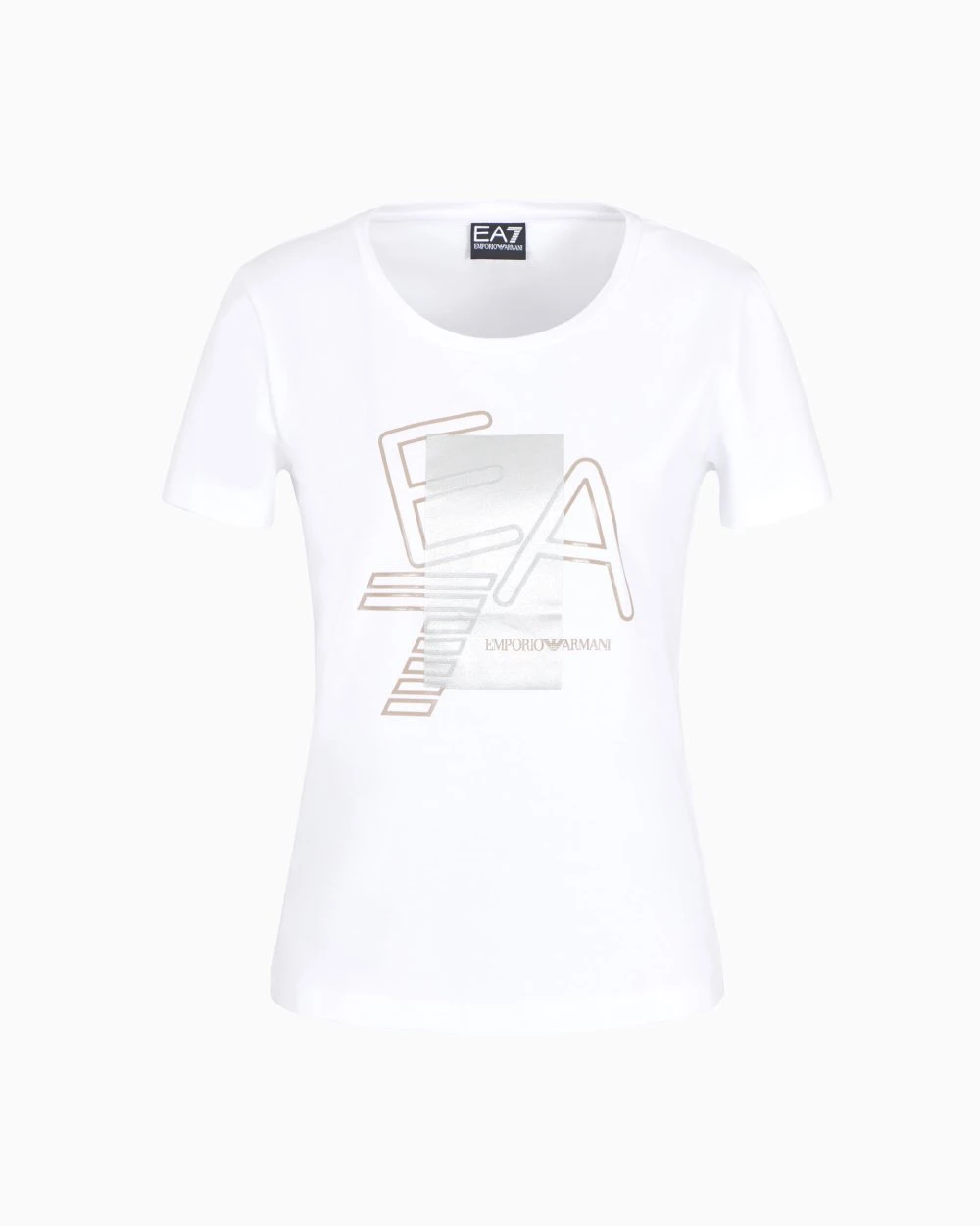 EA7 Women's White Printed T-shirt