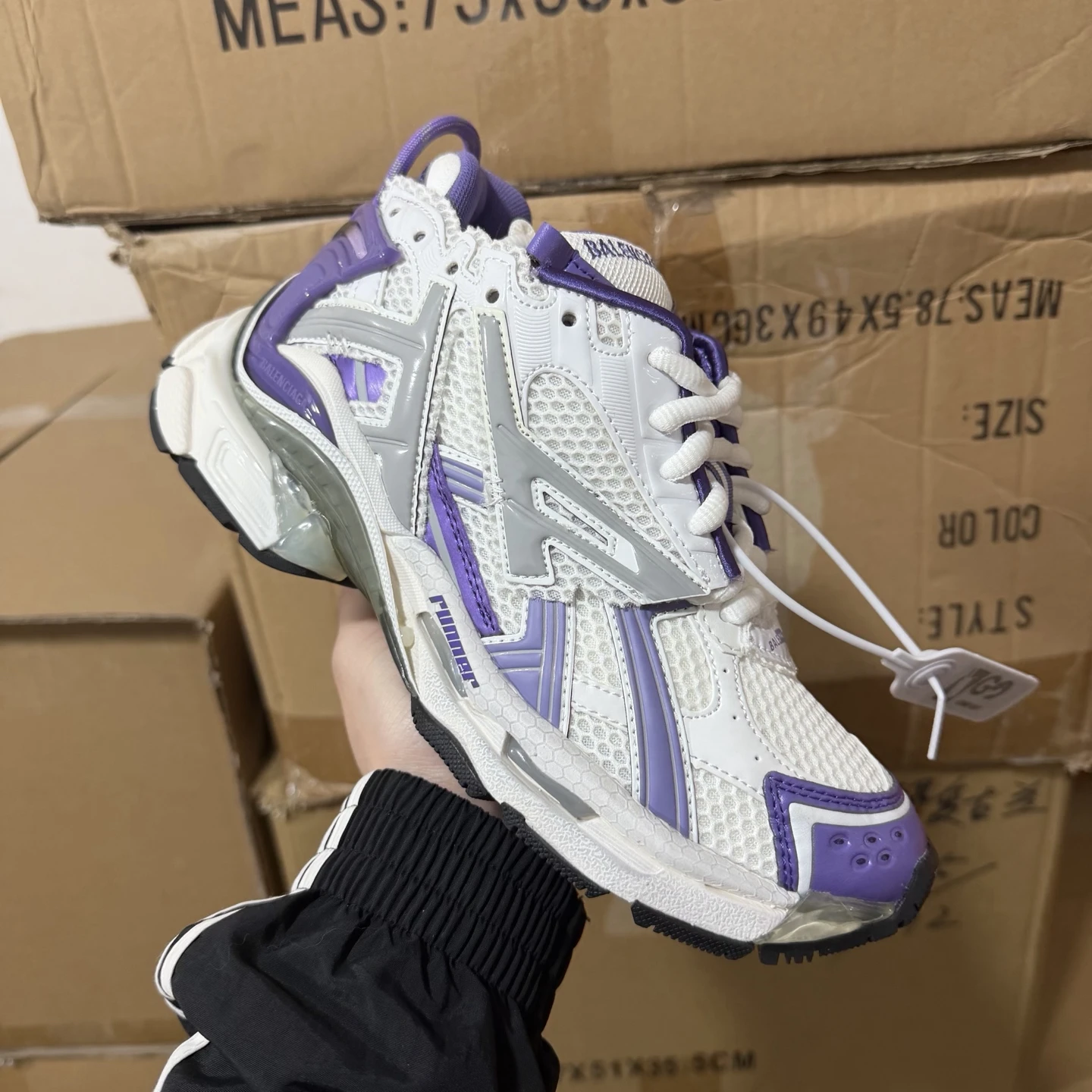 Balenciaga Track Sneaker – White & Metallic Purple Edition