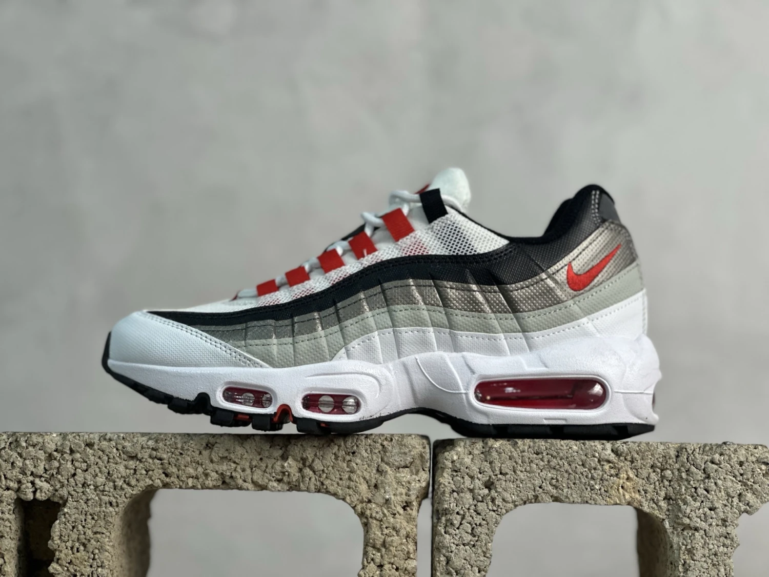 Nike Air Max 95 Sneakers – White, Black & University Red