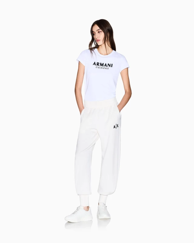 Armani Exchange Women’s White Printed Cotton T-Shirt