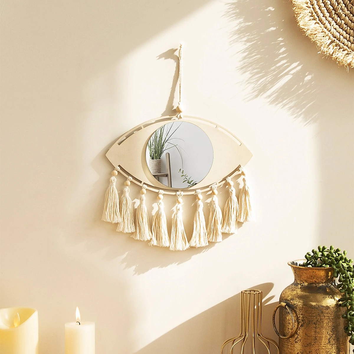 Boho Evil Eye Macrame Mirror