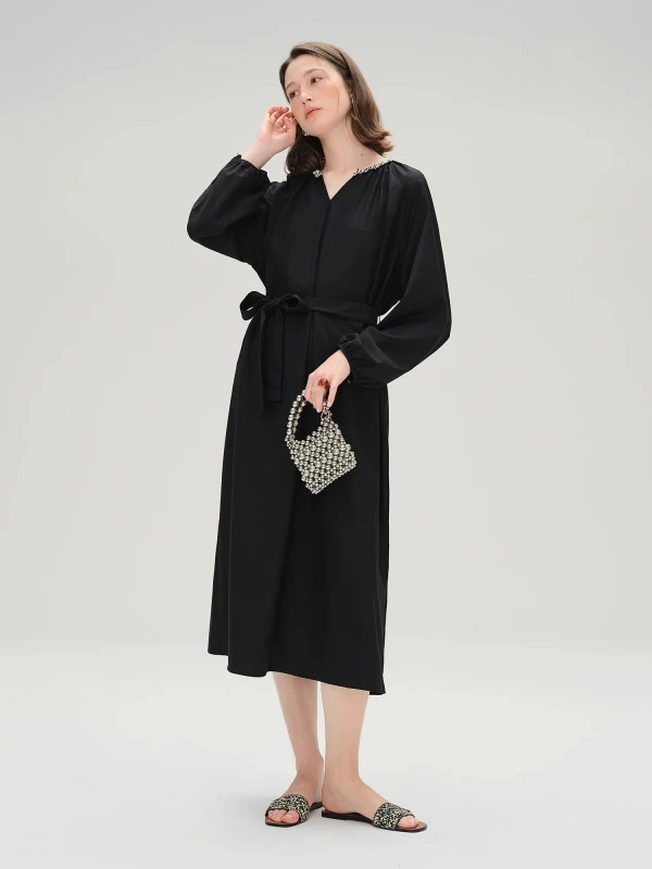 Plus Size Casual Long Black Dress for Women