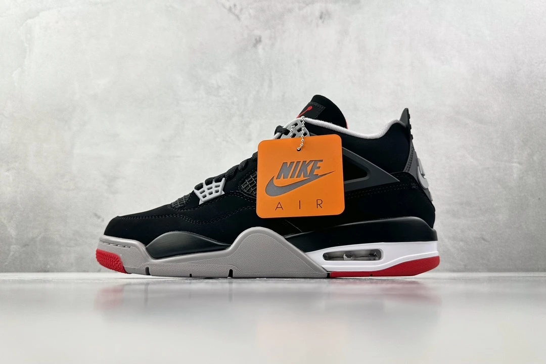 Air Jordan 4 Retro – Black, Grey & Red Sneakers