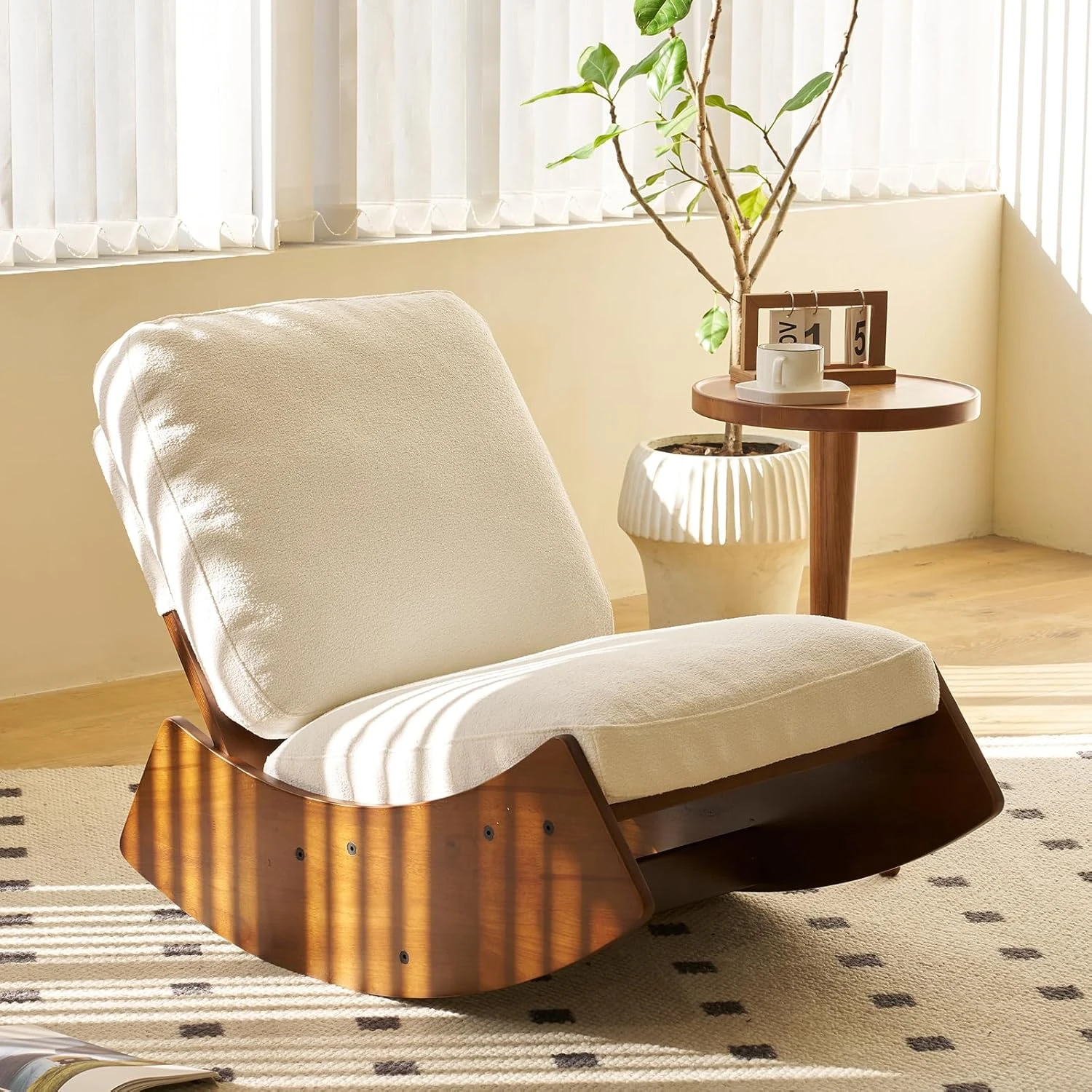 Tall Back Boucle Rocking Chair
