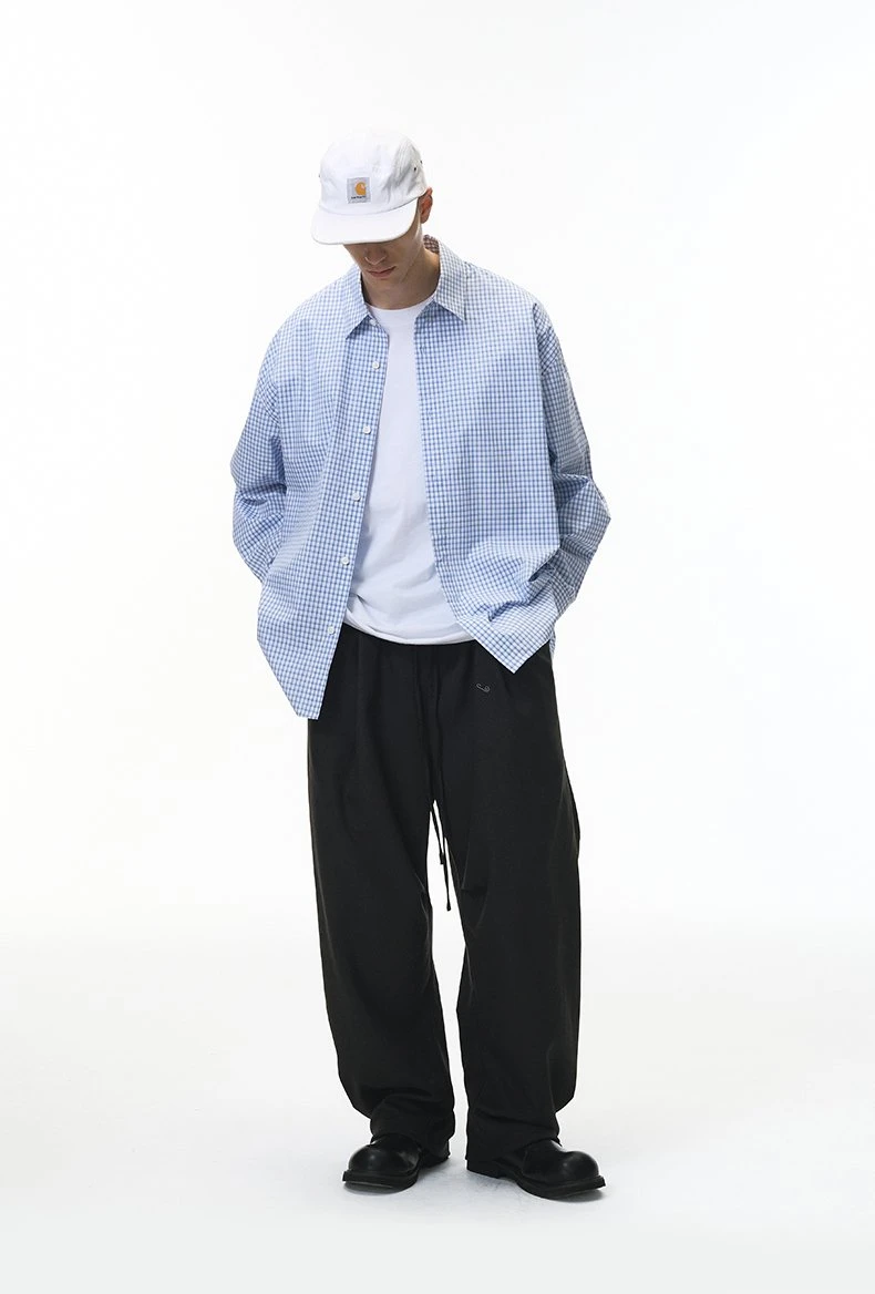 Men's Pleated Check Cotton Shirt