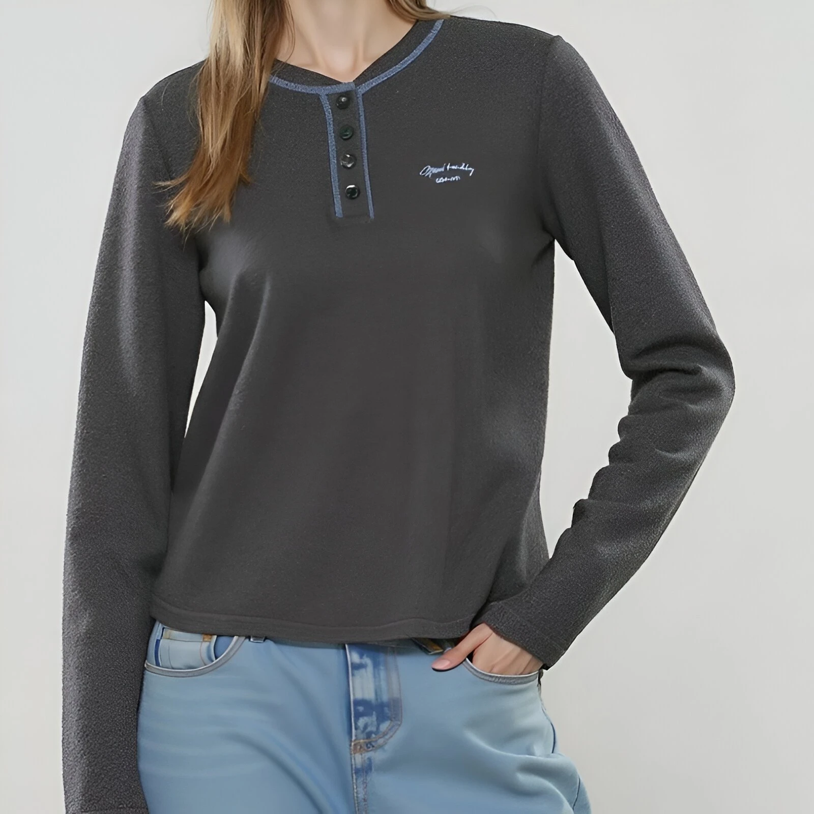 Women's Asymmetric Fitted Short-Sleeve Winter Top - Soft Cotton Spandex Contrast Design