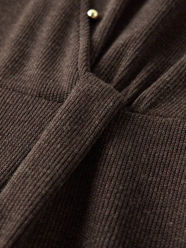Winter V-Neck Knit Slant Placket A-Line Dress for Women
