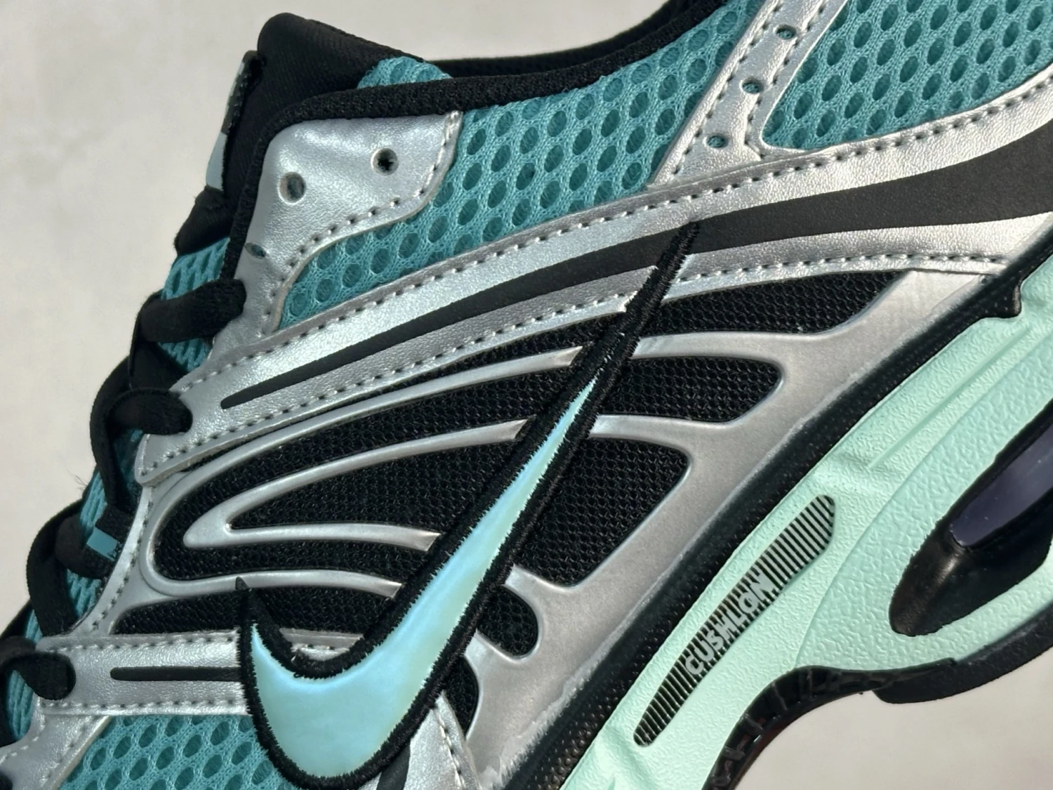 Nike Air Max Moto 2K – Aqua Blue, Metallic Silver & Black