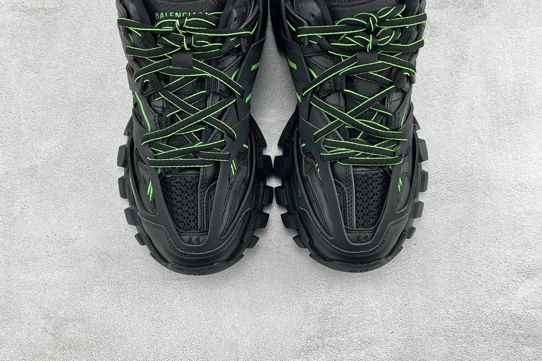 Balenciaga Track Sneaker – Black Edition with Neon Green Laces