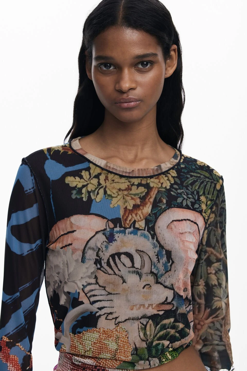 Desigual Women’s Blue Printed Long Sleeve T-shirt
