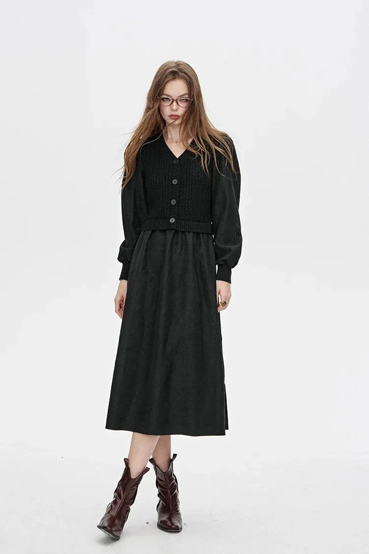 Elegant Solid A-Line Square Neck Mid-Calf Dress for Women