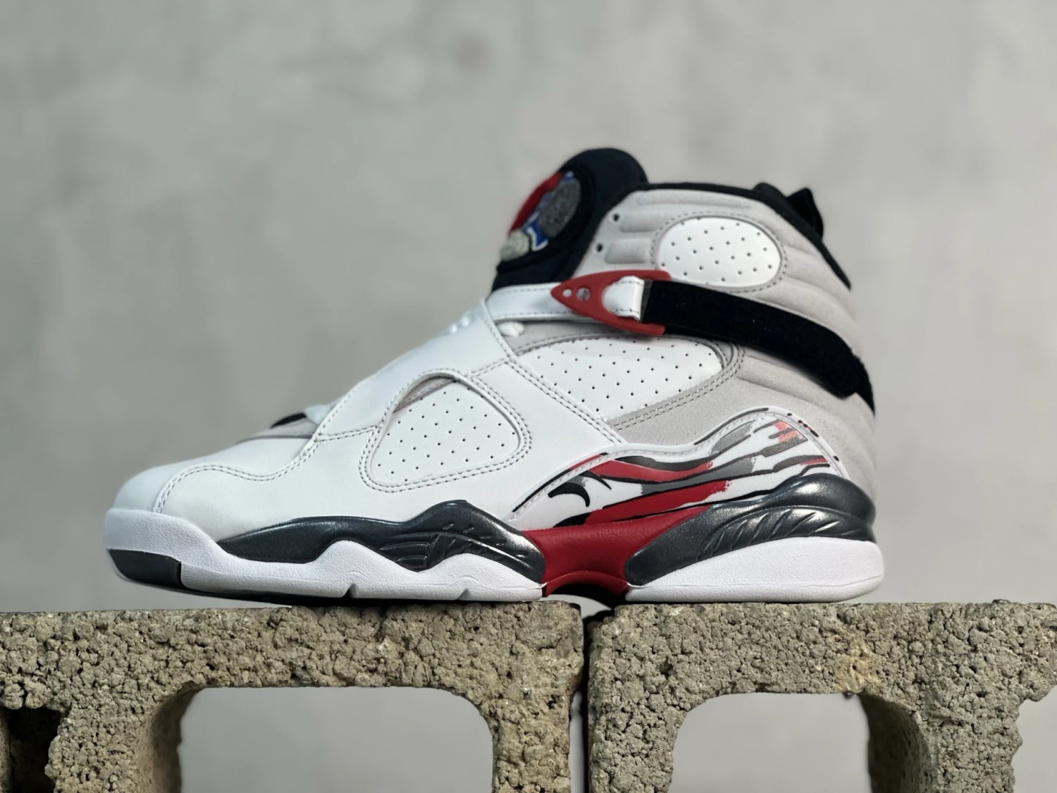 Air Jordan 8 Retro "White True Red" Kids Sneakers – White/True Red/Black