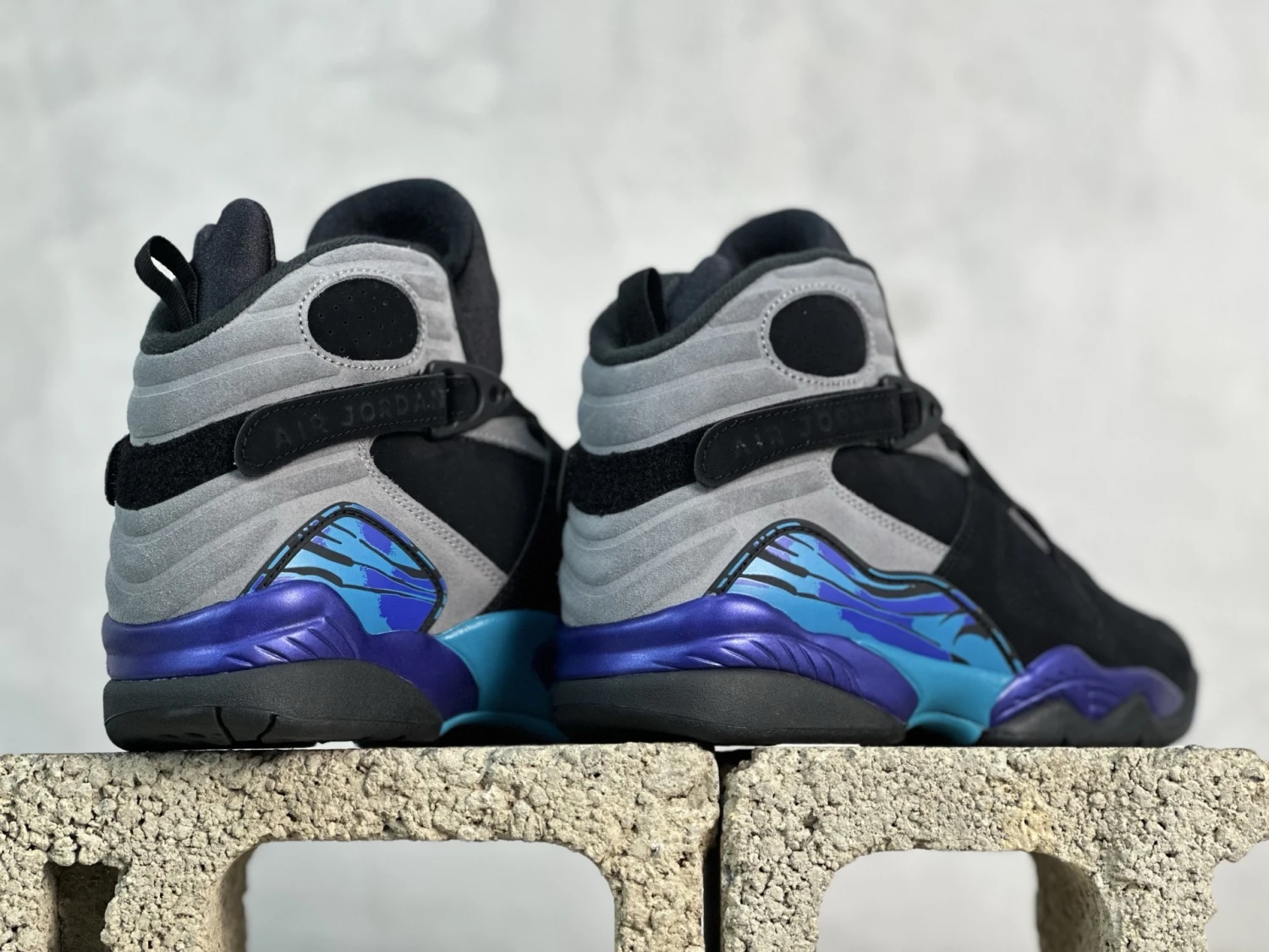 Air Jordan 8 Retro "Playoffs" Kids Sneakers – Black/Cool Grey/Multi-Color