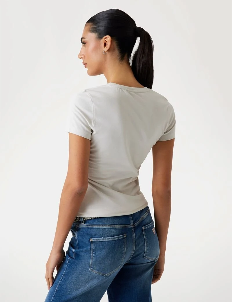 Guess Women's White Rhinestone Print T-Shirt for Fall/Winter