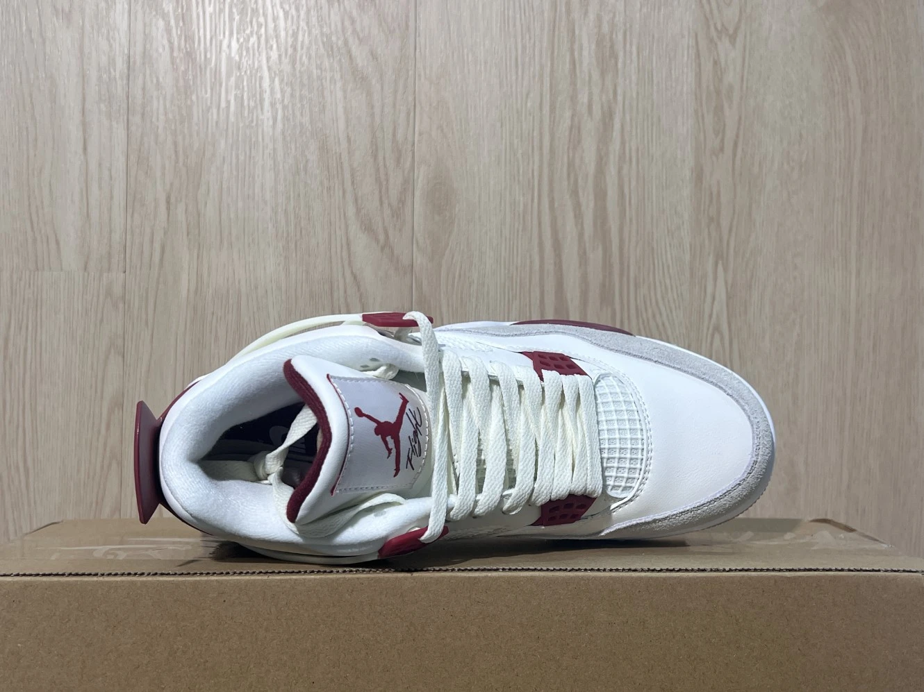 Nike Air Jordan 4 Retro White & Burgundy Women's Sneakers