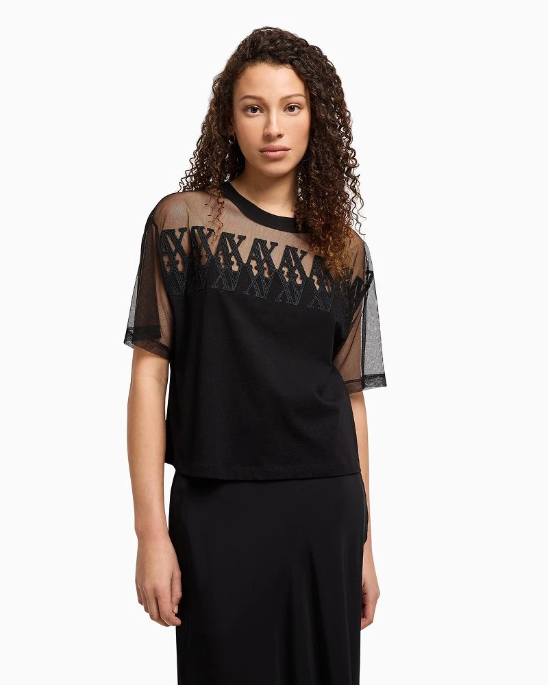 Armani Exchange Women's Black T-Shirt – Casual & Stylish Spring/Summer Tee