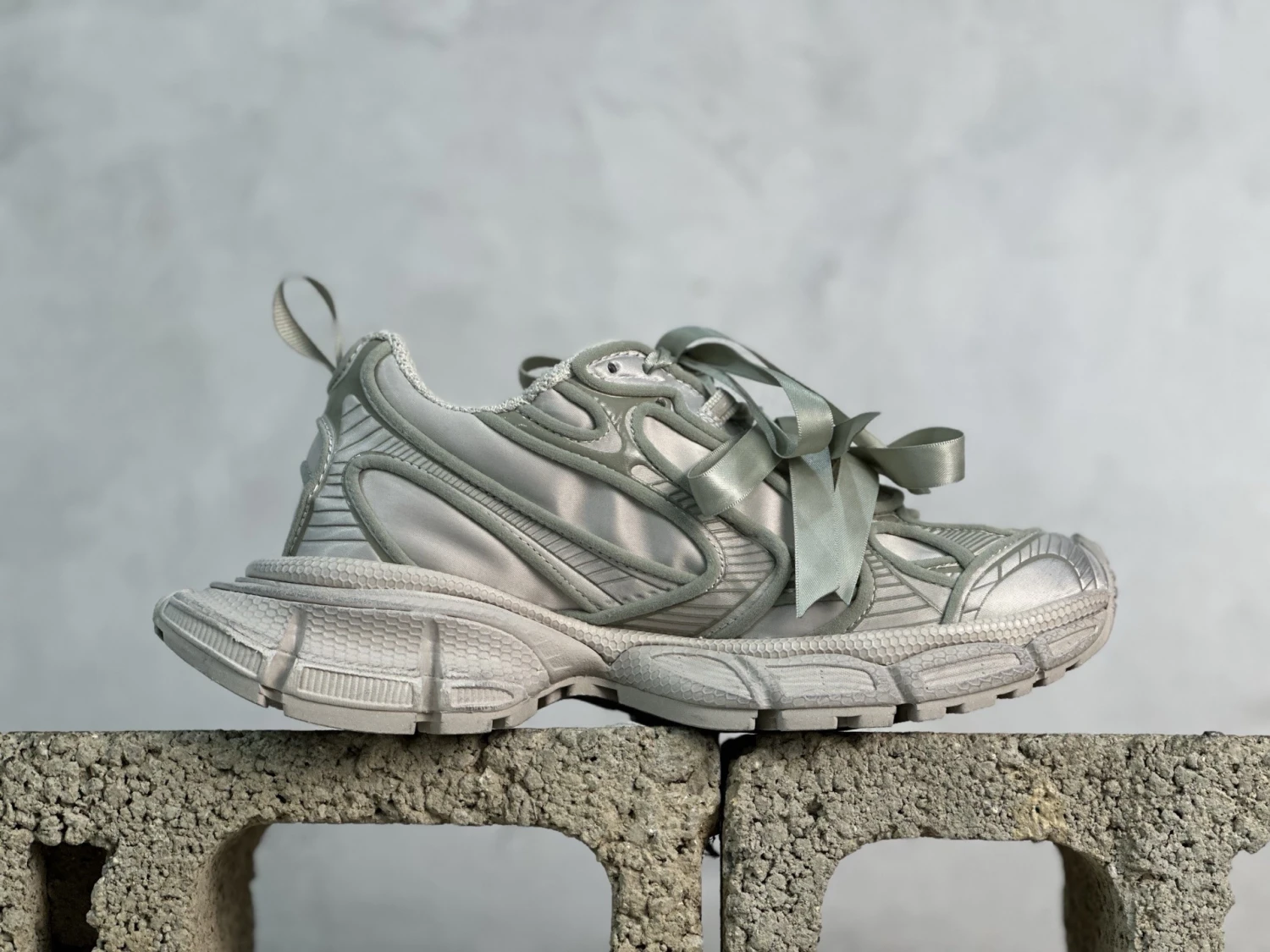 Balenciaga Satin Lace Runner Sneaker – Pearl White / Ice Grey