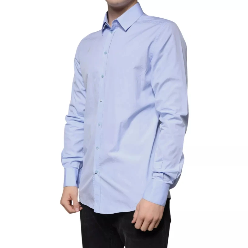 Dolce & Gabbana SICILIA Slim Fit Light Blue Cotton Blend Dress Shirt