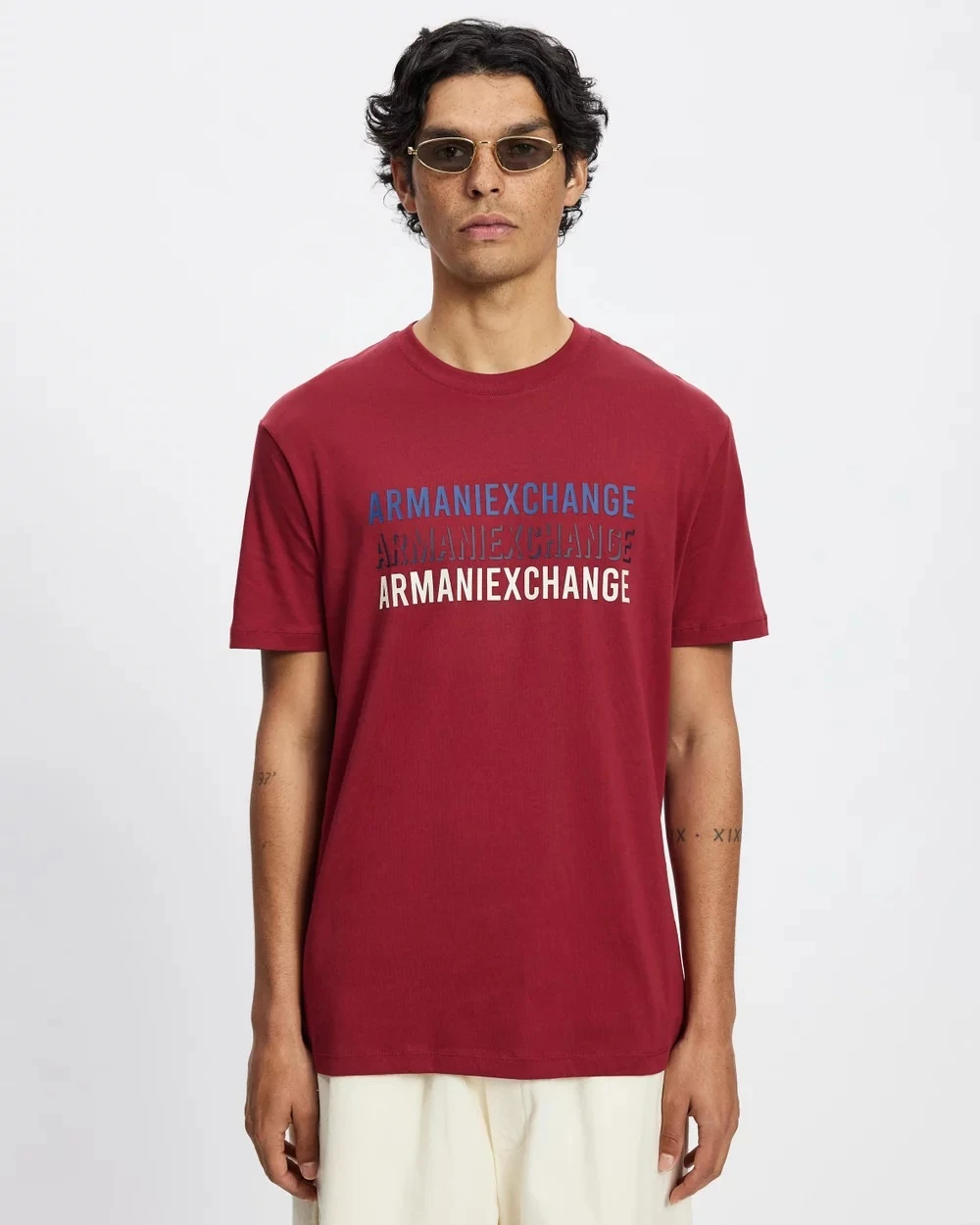 Armani Exchange Men’s Bordeaux Printed Cotton T-Shirt – Winter