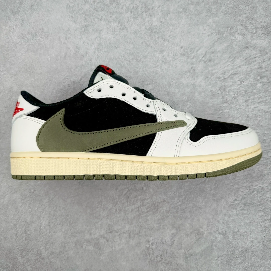 Nike Air Jordan 1 Low "Black/White/Olive Green" Lifestyle Sneakers