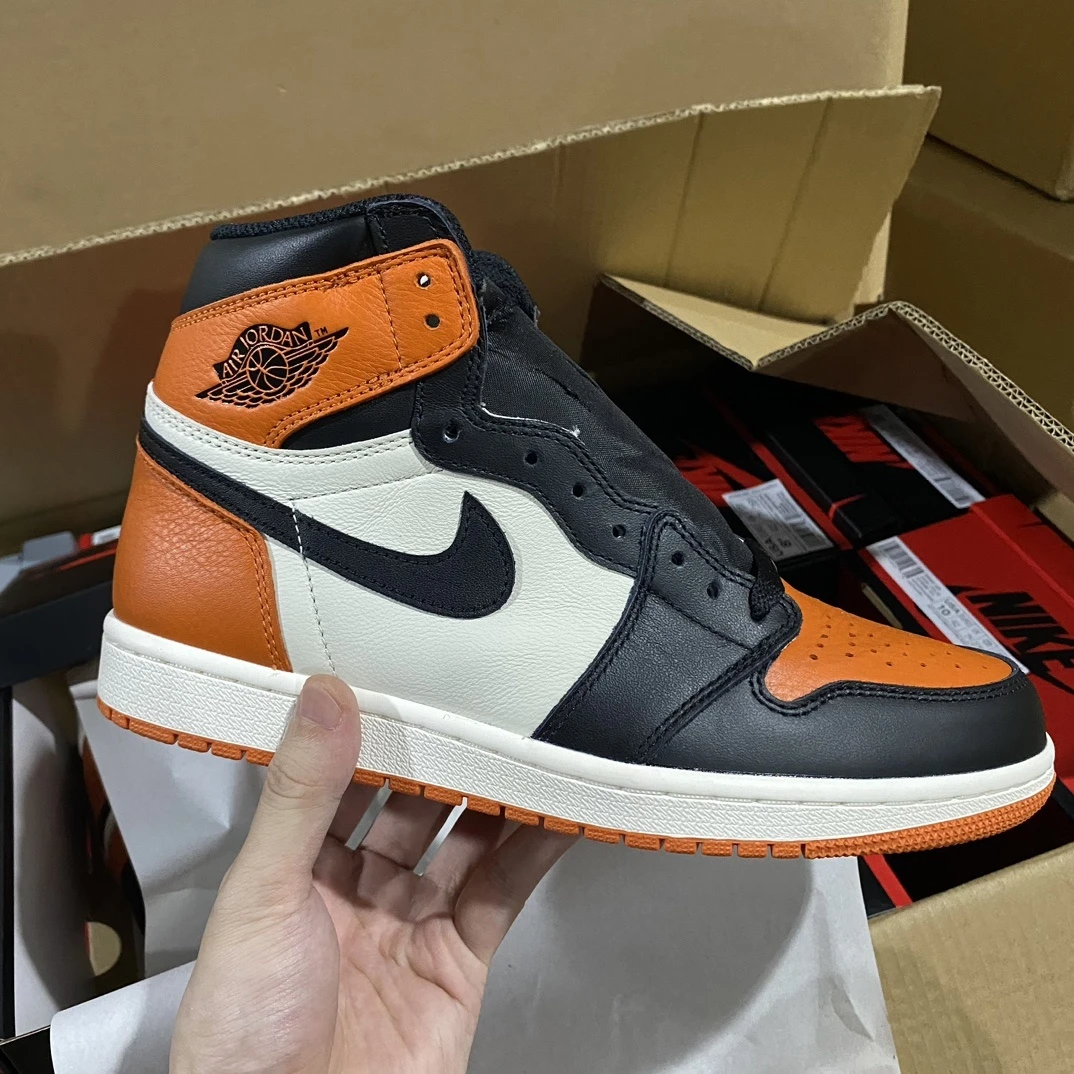 Air Jordan 1 High Sneakers – Black/Orange/White (Shattered Backboard Inspired)
