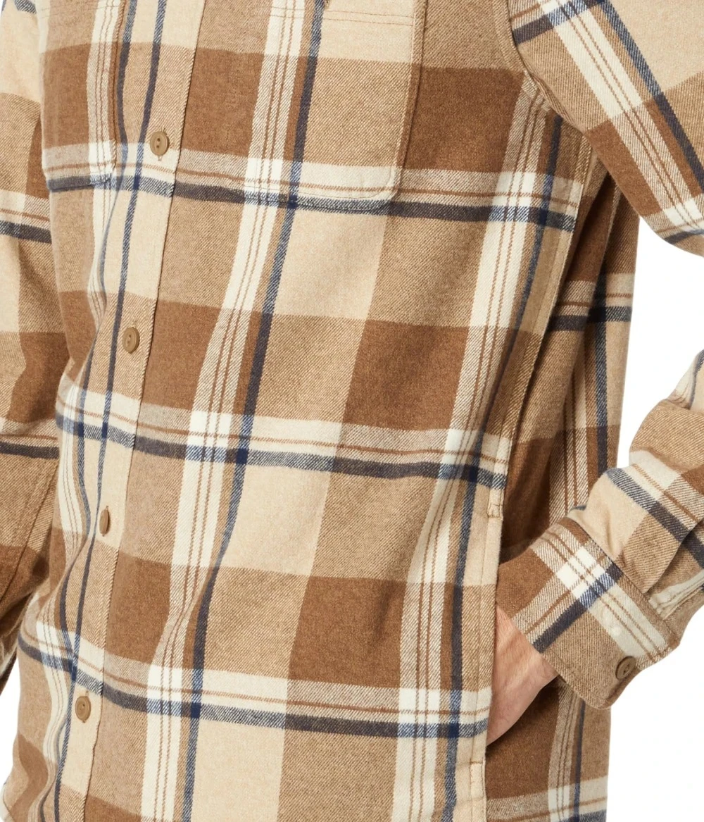 Vans Men's Beige Cotton Hooded Long Sleeve Button-Up Shirt