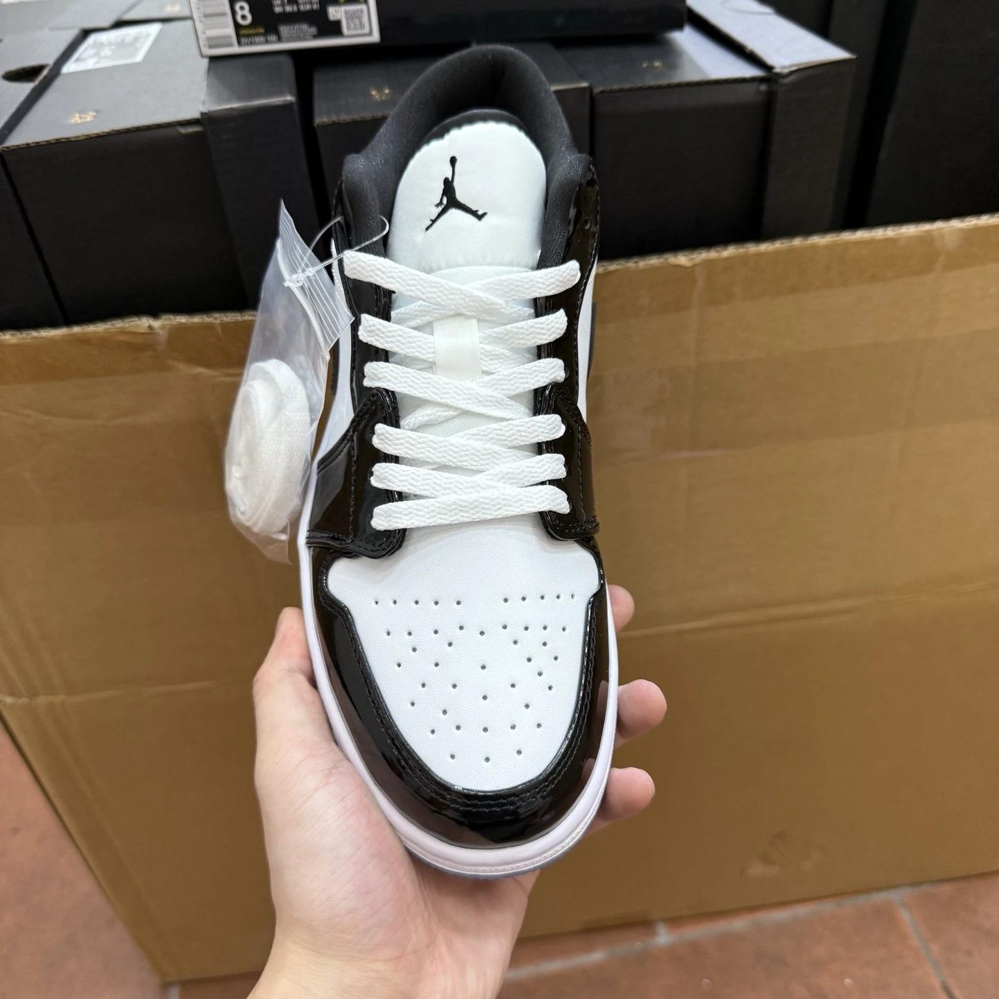 Air Jordan Low Black & White Patent Edition